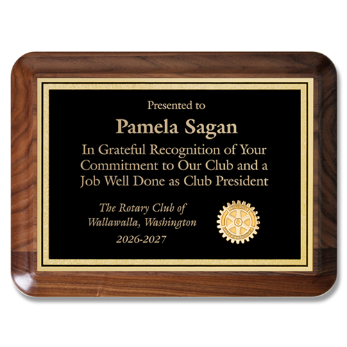 Rotary Large Executive Walnut Plaque